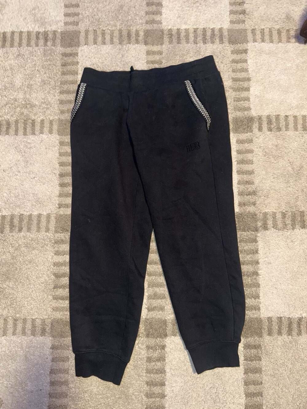 UGG Sweatpants Size L Black Joggers Drawstring Pocket Tape